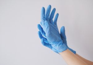 Closeup of Blue Gloves